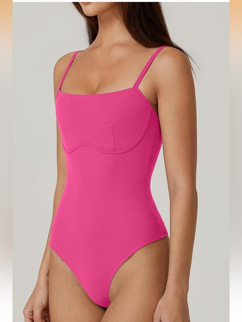 NWT REORIA Hot Pink Spaghetti Strap Snap Closure Thong Bodysuit Size S,M,L - Picture 11 of 12